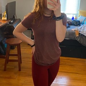 maroon tee shirt